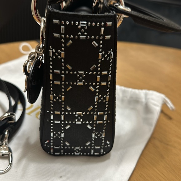 Mini Lady Dior Bag Black Strass Cannage Satin - Picture 2 of 6